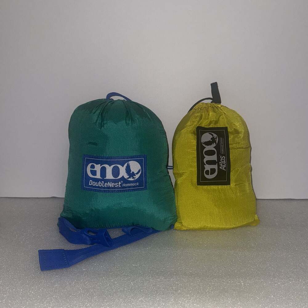 ENO DoubleNest Hammock - Two Tone Green/Navy With straps